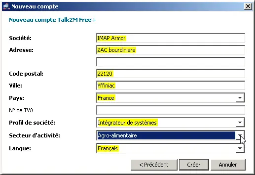 Information sur le compte